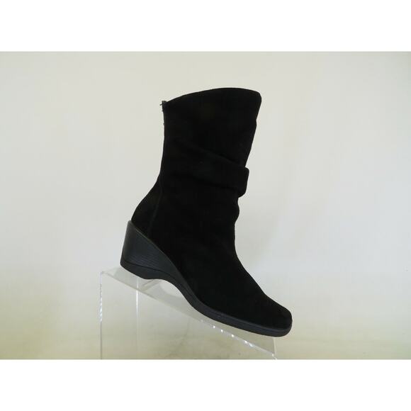 NINE WEST Womens Black Suede Zip Slouch High Ankle Boots Booties Size 6.5 M - Picture 1 of 11
